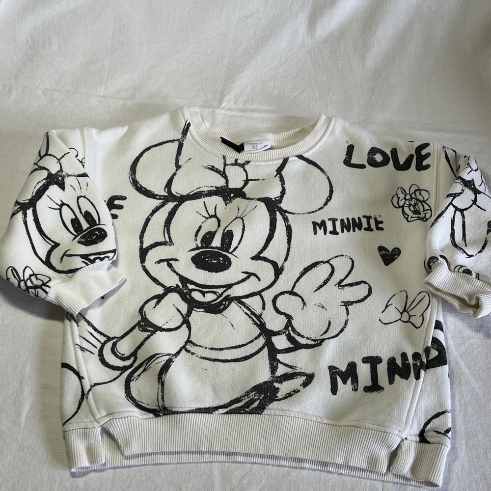 3-4T Zara x Disney Minnie Mouse Kids Sweatshirt - Black and White